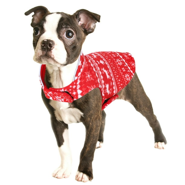 Suéter clásico navideño para perros, ropa para mascotas de tamaño pequeño y mediano para clima frío, chaleco para perros, abrigo de invierno para perros, disfraz, tallas S a XL, rojo, L