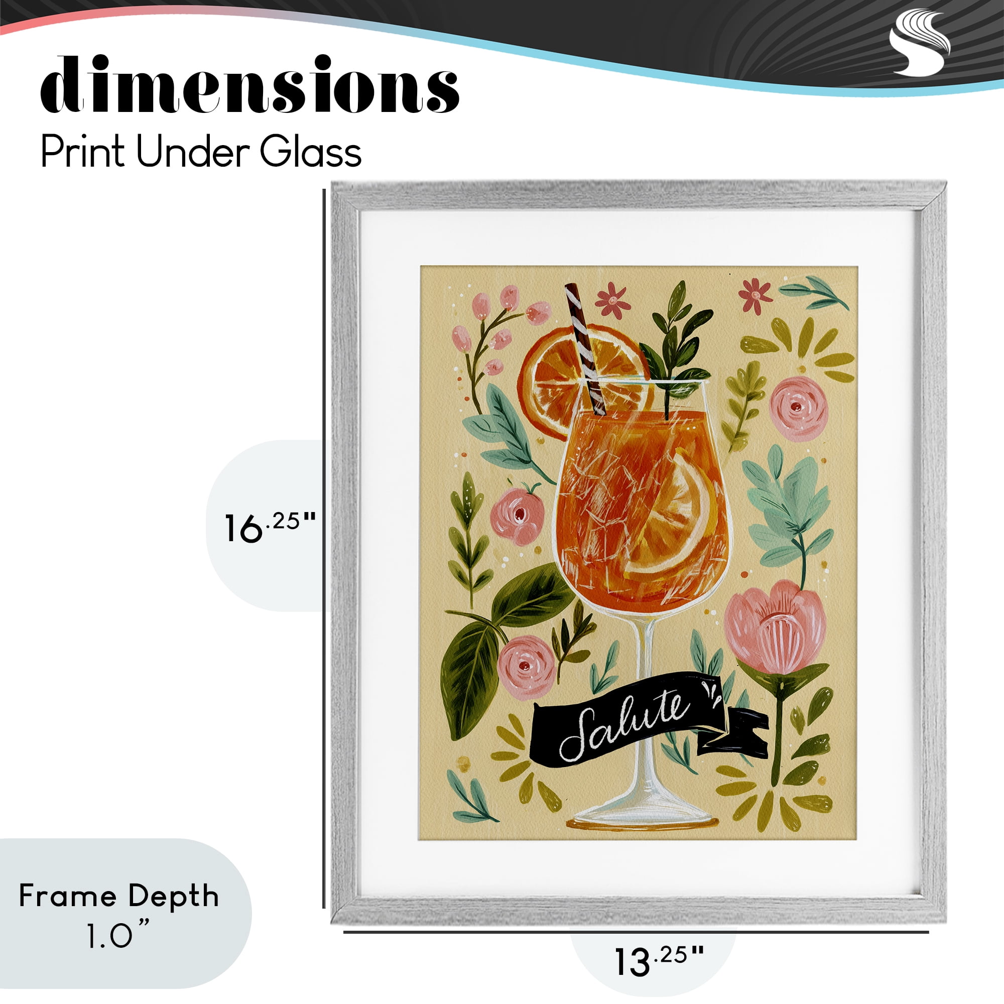 Stupell Industries Salute Citrus Cocktail Gray Framed Print Under Glass, design by Yen