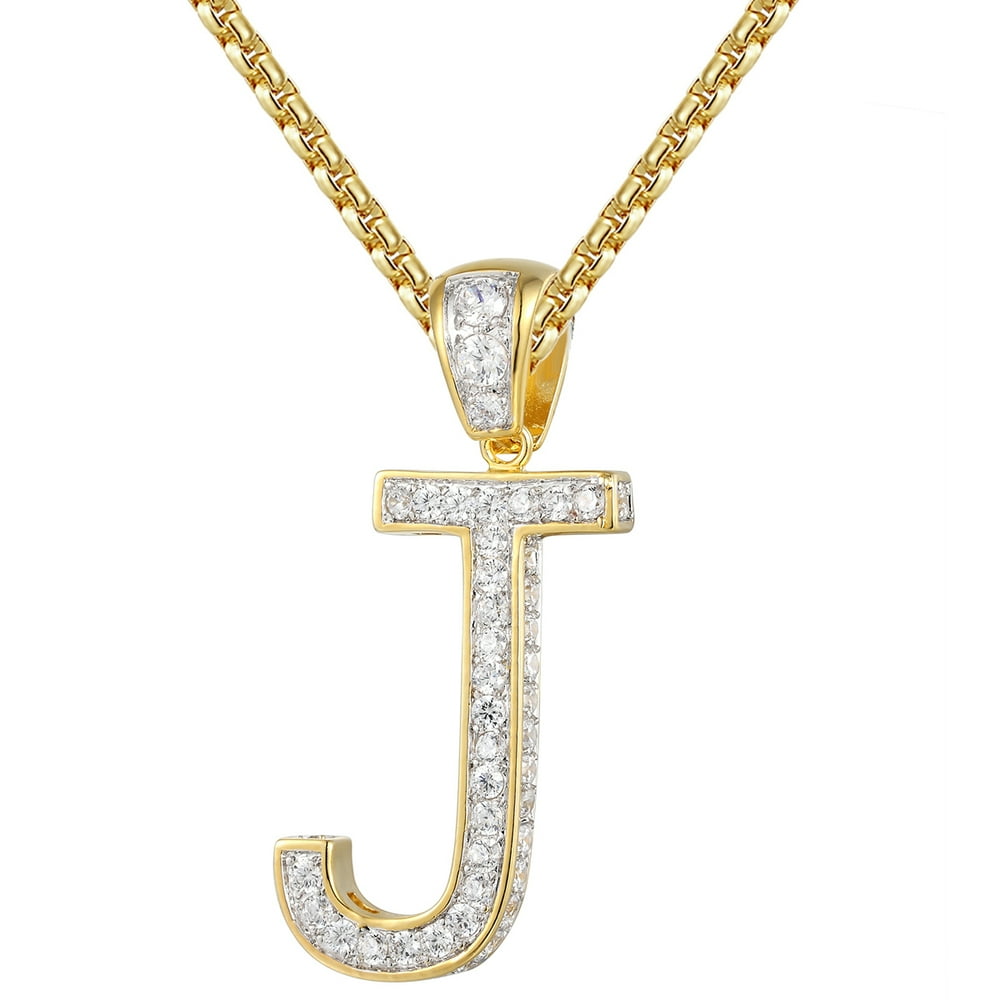 Master Of Bling - Initial J Pendant 3D Letter Gold Tone Alphabet 24 ...