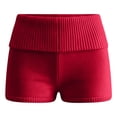 thumbnail image 5 of Knitted Fold over Shorts for Women Summer Casual Low Rise Slim Fit Y2k Mini Shorts, 5 of 5