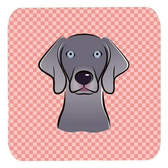 3.5 x 3.5 In. Checkerboard Blue Weimaraner Foam Coasters, Set Of 4