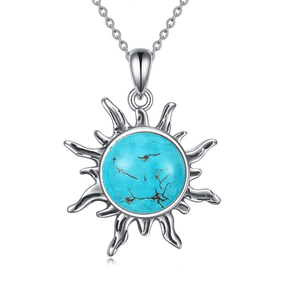 Turquoise Sun Necklace for Women Sterling Silver Sun Necklace Jewelry Gift for Women