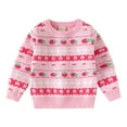 thumbnail image 2 of ZHOGXU Big Kids Girls Sweaters Long Sleeve Round Neck Knit Strawberry Print Warm Comfortable Sweater Top For Daily Wear Pink 6-7 Years, 2 of 9