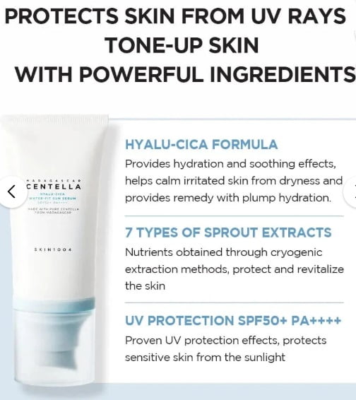 2 PACK - SKIN1004 Madagascar Centella Hyalu-CICA Water-fit Sun Serum SPF 50 PA++++, Organic Sunscreen, Moisturizing Sun Protection Essence, for All Skin Type, 15ml