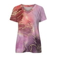 thumbnail image 4 of USSUMA Womens Blouses and Tops Dressy Womens Summer Casual Tops Trendy Marble Print Shirts V Neck Short Sleeve T-Shirts Dressy Blouse Comfy Soft Tees, 4 of 5