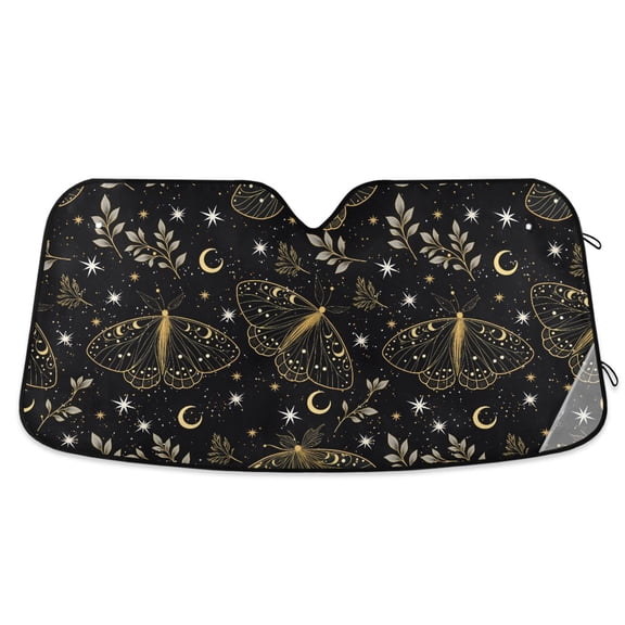 ALAZA Moths Boho Pattern Car Windshield Sun Shade Foldable UV Ray Sunshade Visor Protector 55 x 27.6in