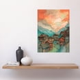 thumbnail image 2 of Pink Dawn Atmospheric Clouds Over Small Mountain Village in the Alps Modern Watercolour Painting Large Wall Art Poster Print Thick Paper 18X24 Inch, 2 of 5