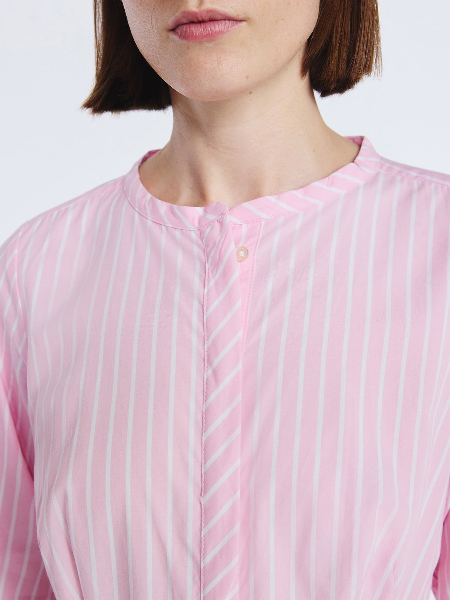 Free Assembly Women's and Women's Plus Pleated Cotton Midi Shirtdress with Long Sleeves, Sizes XS-4X