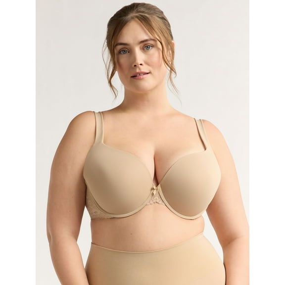 Joyspun Women's & Women's Plus Lace Wing T-Shirt Bra, Sizes 38DD-46DDD
