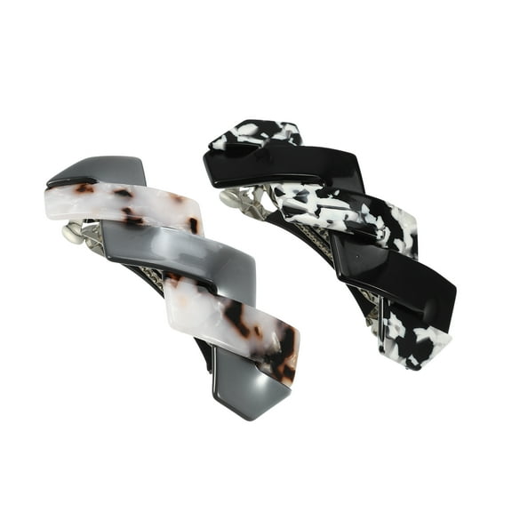 Vocoste 2 Pcs Hair Barrettes Tortoise Shell Hair Clips Acetate French Hair Barrettes for Thick Hair Gray Black