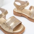 thumbnail image 4 of FINALGANG Little Girls Adjustable Ankle Strap Floral Applique Closed Toe Sandals Shiny Upper Flat Sole Summer Party Kids Princess Sandals Leisure Shoes 12-18 Months, 4 of 6