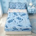 thumbnail image 2 of Erosebridal Western Cowboy Boot Zipper Full Size Comforter Sets with Fitted Sheet and 2 Pillowcases for Girls, Blue Cartoon Bow Star Print Zipper Bedding Set, Stars Reversible, 4pcs, 2 of 7