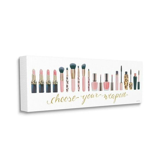 Stupell Industries Choose Your Weapon Phrase Glam Cosmetics Word Art Canvas Wall Art Design by Marco Fabiano, 20" x 48"