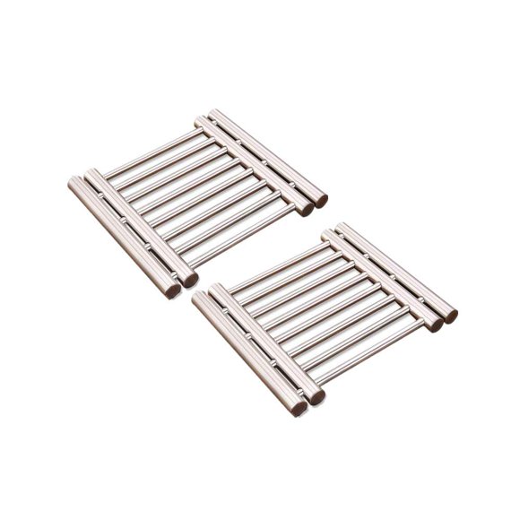 Leoyoubei 8x9"metal expands Trivet wite from 9"to 15" multi-purpose spoon rest and kitchen table mats Shrink pads non-sliding hot pad and Pot Holder (silver x 2)