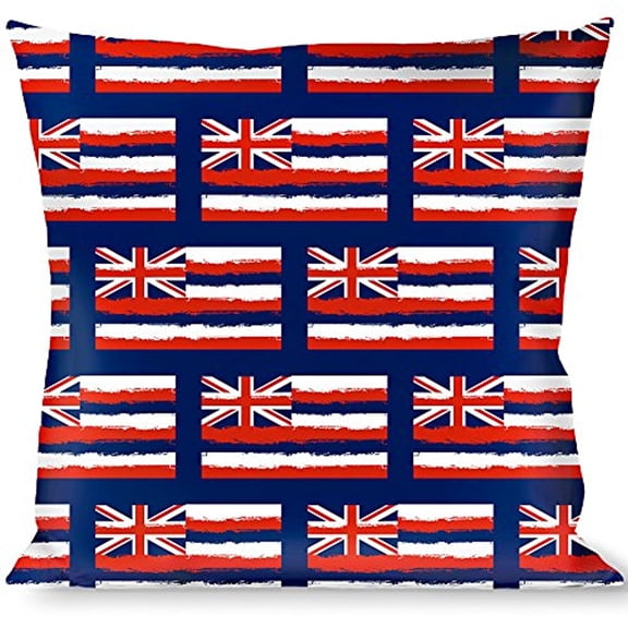 Buckle-Down Throw Pillow - Hawaii Flags Weathered Blue Red White