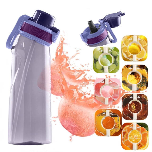 Botella de Agua Air Up Deportiva,Taza de Agua Aromática de 700 ml con 7 Dápsulas de Sabor,Taza de Agua 0% Azúcar sin BPA con Pajita Botella de Agua Adecuada para Deportes al Aire Libre (700ml)