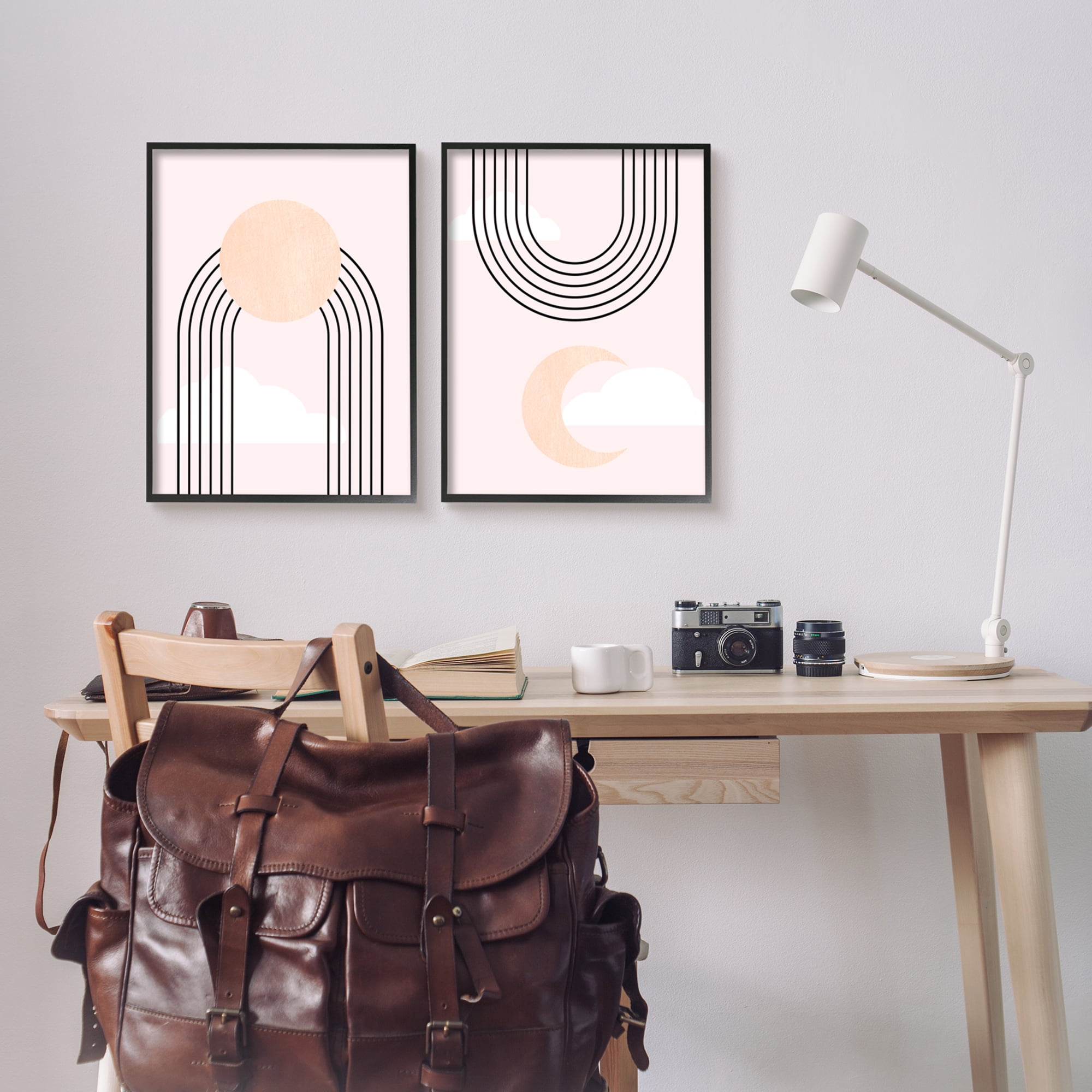 Stupell Industries Rising Sun Rainbow Crescent Moon Abstract Pink Sky, 16 x 20, Design by Daphne Polselli