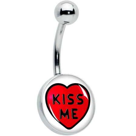 Body Candy Womens 14G 316L Stainless Steel Navel Ring Piercing Kiss Me Candy Heart Mens Belly Button Ring