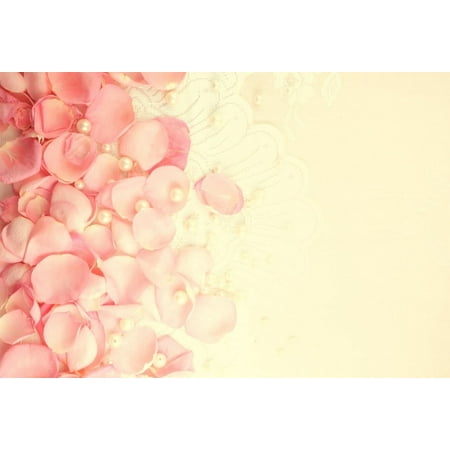 Image of MOHome Pink Rose Photo Background Digital Printed Floral Pearls Romantic Photography Studio Backdrop 7x5ft