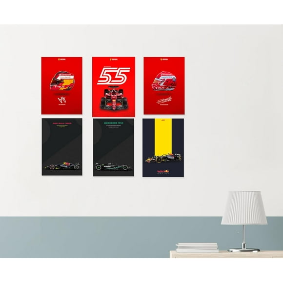 Formula 1 Vertical Canvas Wall Paper Poster Pack - Set of 6, A4 Size, 9x12 inch Unframed Art Prints - Home, Bedroom, Living Room & Decor - Aesthetic, Matt Finish
