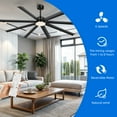 thumbnail image 6 of Dextrus 80 inch Large Industrial Ceiling Fan with Light and Remote, Indoor Ceiling Fan with 8 Blades,6 Speed for Porch Garage Shop, Black, 6 of 9