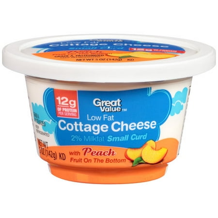 Great Value Low Fat Cottage Cheese With Peach Fruit On The Bottom