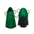 thumbnail image 5 of BLISSFUL STEP Pointy Toe Lace Up Block Heels Ankle Booties for Women Green 6.5, 5 of 6