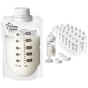 Tommee Tippee Pump and Go Breast Milk Starter Set with Bonus Milk Pouch, 20-Count
