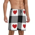 thumbnail image 2 of Sikiie Heart Black Buffalo Plaid Gingham Mens Pajama Shorts, Lightweight Lounge Pant with Pockets Soft Sleep Pj Shorts for Men3X-Large, 2 of 6