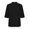 thumbnail image 3 of Dressy Eyelet Tops Womens High Neck Puff Short Sleeve Cute Summer Blouses Business Work Shirts (L, Black), 3 of 6