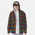 thumbnail image 2 of Fotbe Rainbow Houndstooth Chaqueta con Protección Solar UPF 50+ para Hombre y Mujer, Camisa con Capucha y Bolsillos-XX-Large, 2 of 7