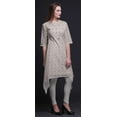 thumbnail image 4 of Bimba Kurti Asymétrique Gris à Imprimé Floral Feuilles et Orchidées pour Femmes Robe d'Été Indienne Tunique XX-Grand, 4 of 6