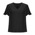 thumbnail image 4 of Otvok Womens Spring and Summer Blouses V-Neck Short-Sleeve Solid Loose Casual Tops, 4 of 6