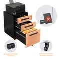 thumbnail image 5 of 3 Drawer File Cabinet with Lock Mobile Metal Office Storage Filing Cabinet Pre-Assembled for A4, Letters, and Legal Documents, Walnut and Black, 5 of 6