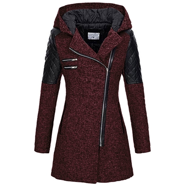 LSLJS Women Warm Slim Jacket Thick Overcoat Winter Outwear Hooded Zipper Coat