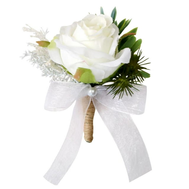 Broche de Flor de novia Blanco Sunnimix Boutonniere Corsage Falso Flower Pin