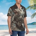 thumbnail image 3 of Sikiie Astronaut Polar Bear Roar Print Men's Hawaiian Shirt, Summer Beach Button Pocket Short Sleeve T-Shirt,Medium, 3 of 7