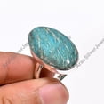 thumbnail image 3 of Natural Large Oval Green Amazonite Stone 925 Sterling Silver Statement Ring for Men and Women, 3 of 5