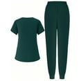 thumbnail image 6 of STICHOU Scrubs for Women Set V-Neck Pocket Top & Drawstring Jogger Scrub Pants Stretch Nursing Scrubs Set Uniform Dark Green 2XL, 6 of 6