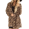 thumbnail image 6 of Women Cheetah Leopard Jacket Fall Winter Warm Long Sleeve Soft Casual Outerwear Coat Apparel Clothing Brown L, 6 of 9