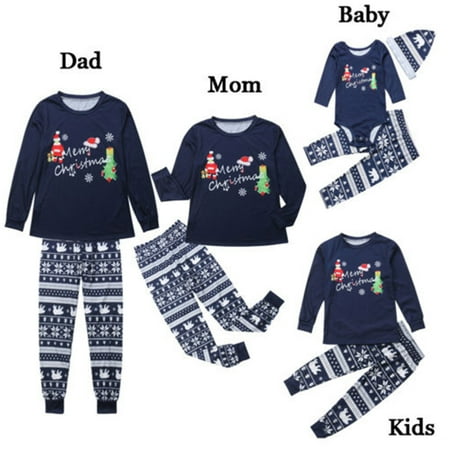 

Qiylii Christmas Family Matching Pajama Set Parents-Child Long Sleeve T shirt Pants Sleepwear Nightwear Outfits
