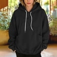 thumbnail image 3 of LLYWEY Sudadera con Capucha de Forro Polar Suave con Cordón, Suéter con Capucha Tipo Pulóver con Bolsillo, Casual, Corte Holgado, Estampado Sólido, Manga Larga, Blusas de Otoño, para Mujer, 3 of 7