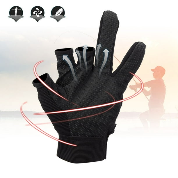 Ymiko Fishing Gloves 3 Fingerless Gloves 3 Fingerless Fishing Gloves Non Slip Fishing Gloves Neoprene Breathable Comfortable Non Slip 3 Fingerless Spo