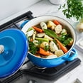thumbnail image 3 of Merten & Storck 7QT Dutch Oven with Lid, Lightweight Enameled Iron, Oven Safe, Metal Utensil Safe, Blue, 3 of 9