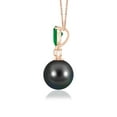 thumbnail image 2 of ANGARA Tahitian Cultured Pearl & Pear Emerald Drop Pendant in 14K Rose Gold for Women | June Birthstone, Birthday, Anniversary, Jewelry Gift for Women | Pearl Necklace, 2 of 5