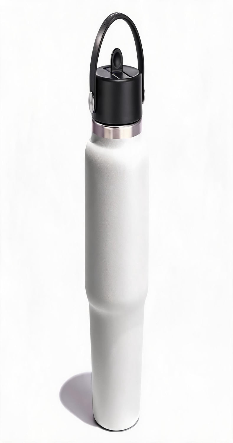 Insulated Stainless Steel Travel Water Bottle with Wide Straw Lid and Non-Spill Leakproof Design 32 Oz White