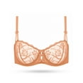 thumbnail image 7 of Deyllo Women’s EmbroideOrange Lace Unlined Bra 1/2 Cup Demi Sheer See Through Underwire Bras Non Padded,Orange 36B, 7 of 7