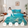 thumbnail image 4 of Manfei Underwater Wave Queen Comforter Set for Kids Boys and Girls, Coastal Ocean Print Bedding Comforter Set, Reversible 3 Pieces, 1 Comforter and 2 Pillowcases, 4 of 6