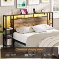 thumbnail image 2 of VEANERWOOD Full Size Bed Frame with 3-Tier Storage Shelves, 2 Drawers & Headboard, Metal Platform Bed with Charging Station & LED Lights, No Box Spring Needed, 2 of 8