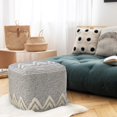 thumbnail image 1 of LR Home Modern Tufted Geometric Peaks Pouf, Gray/White, 16" x 16" x 16", 1 of 4